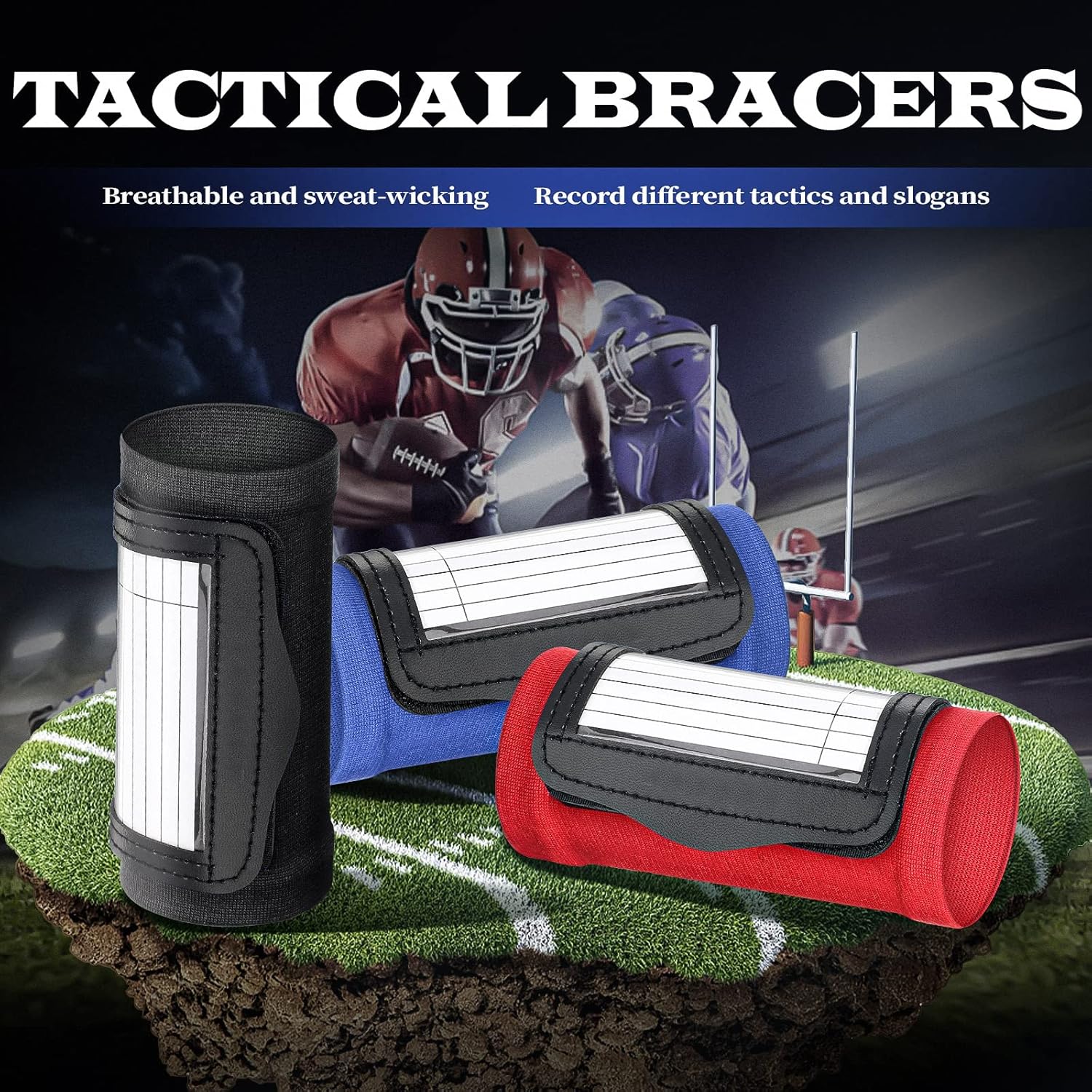 3 Pieces Football Play Wristbands Sports Wristband Playbook with