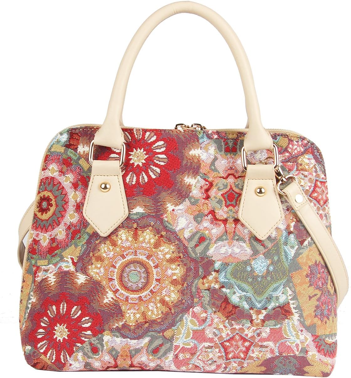 Signare Tapestry Hand Shoulder Bag Cross Body Purses Handbag Satchel Bag for Women In Pink Kaleidoscope Design(CONV-KALE)