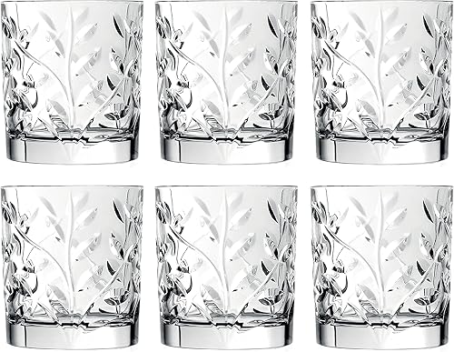 Barski Vaso de vidrio doble antiguo – Juego de 6 vasos – Diseñado DOF – Vasos de cristal – Para whisky – Bourbon – Agua – Bebidas – Vasos – 11 oz –