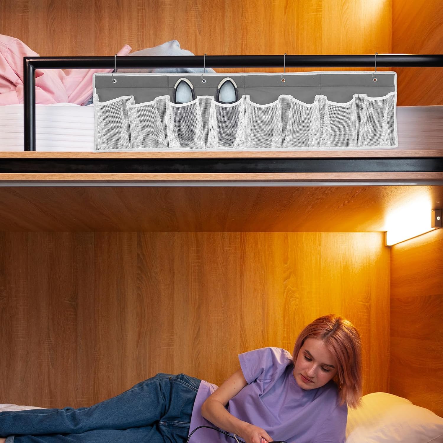 Gadpiparty Bedside Shoe Organizer 8-compartment Non-woven Fabric Mesh Hanging Storage Bag for Rv and Travel Space-saving Closet Shoe Storage