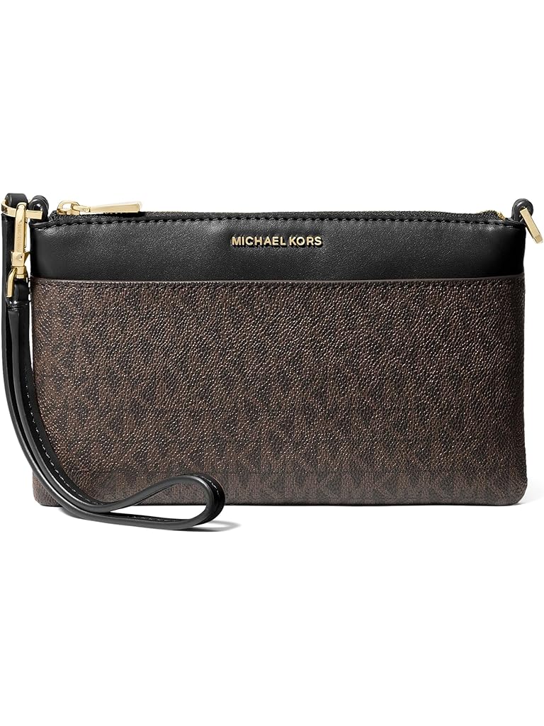 Brown Michael Kors Jet Set Medium Top Zip Convertible Wristlet