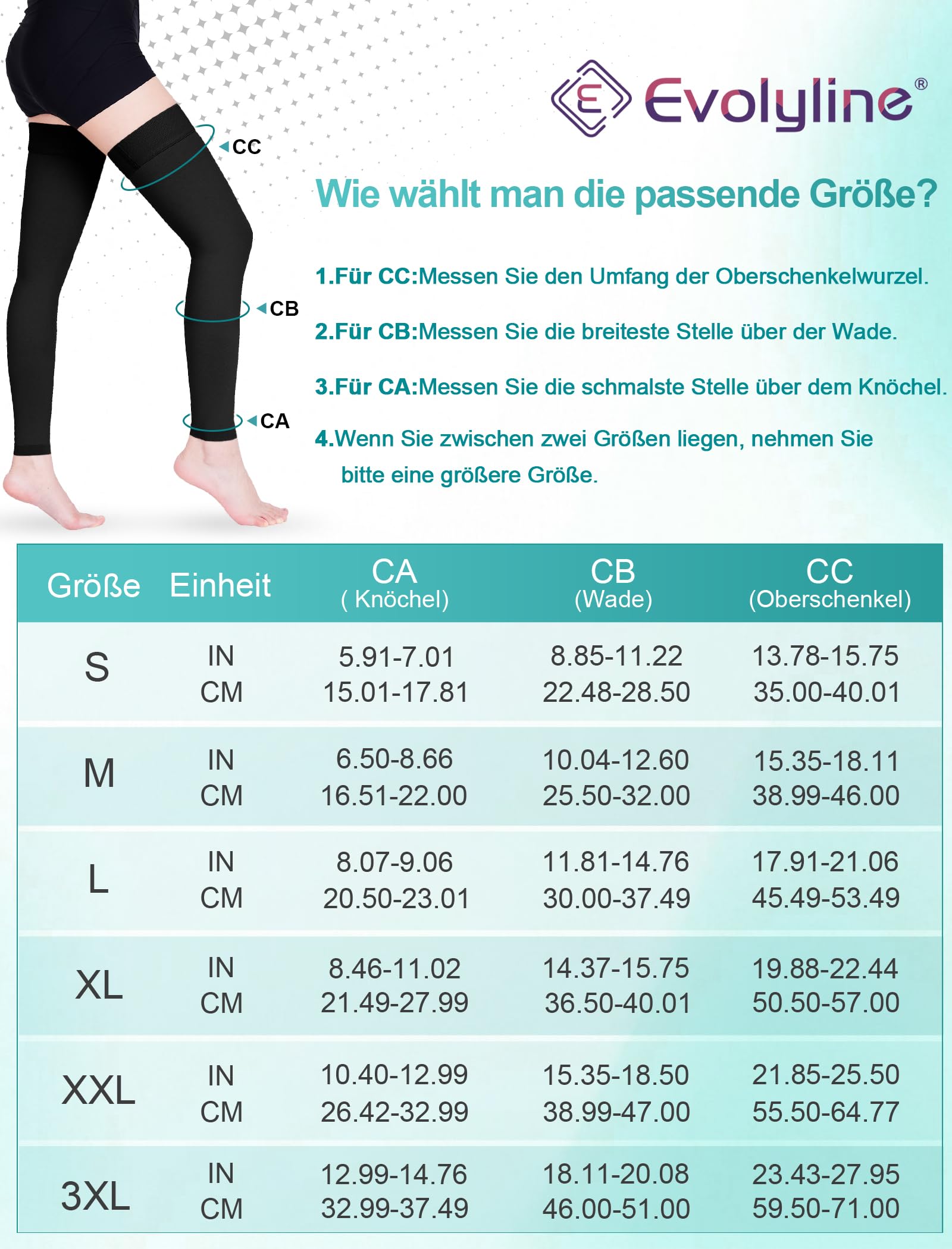 Medical Medias de compresión para hombre y mujer, 15 – 20 mmHg, clase I, largo muslo, calcetines de compresión, sin pie, con banda de silicona para apoyo graduado varicosas
