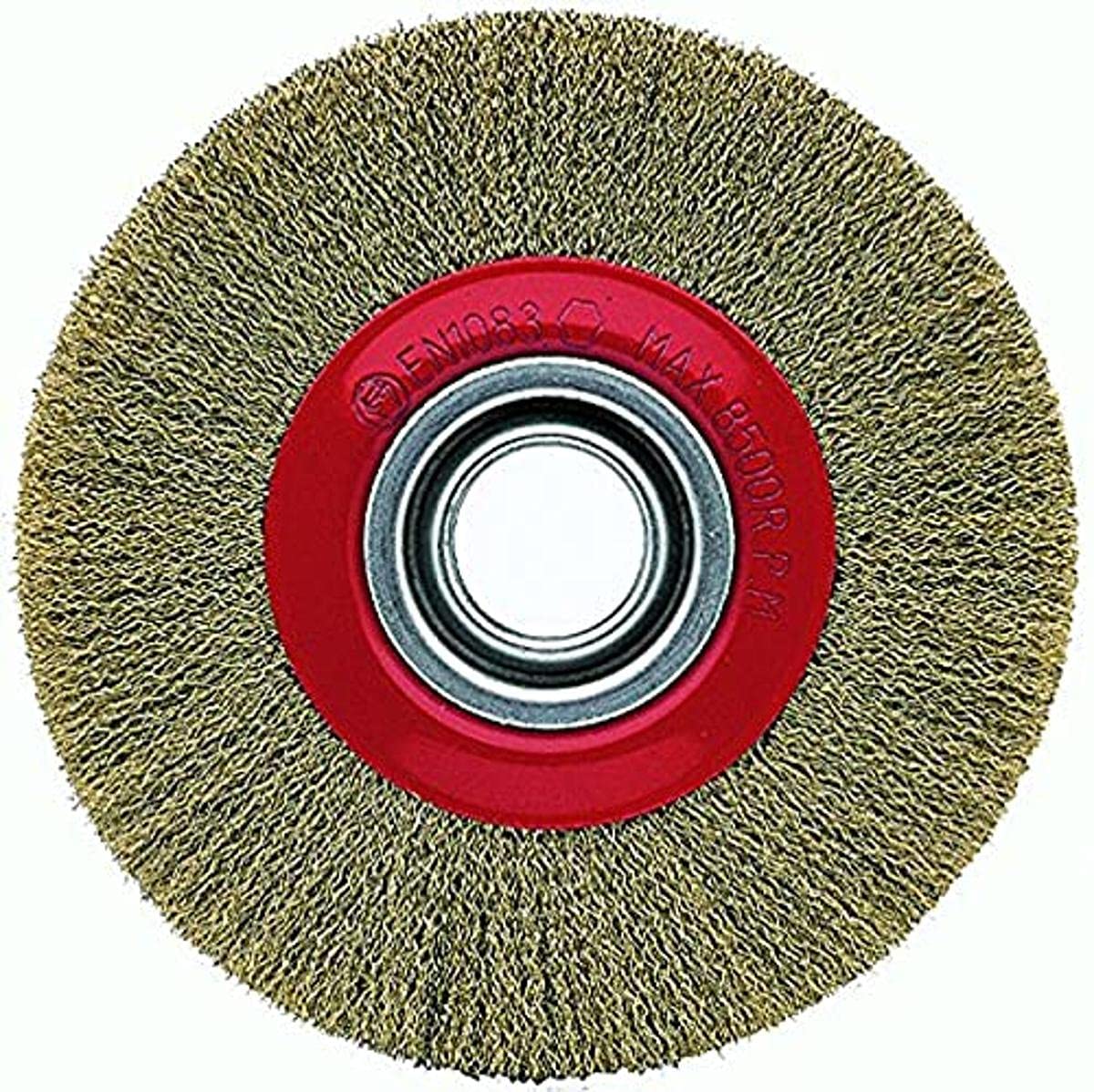 Bellota 50810-15018 - Cepillo circular de alambre de hierro para decapar - Cepillo giratorio de alambre de hierro laitonado ondulado y adaptadores multieje
