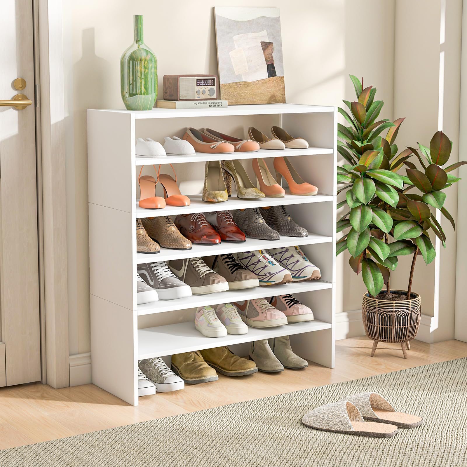 Scarpiera HOOBRO 8 Livelli - Scaffale Portascarpe In Truciolato E Ferro - Per Ingresso O Camera, Marrone Vintage/Nero - Foto 8