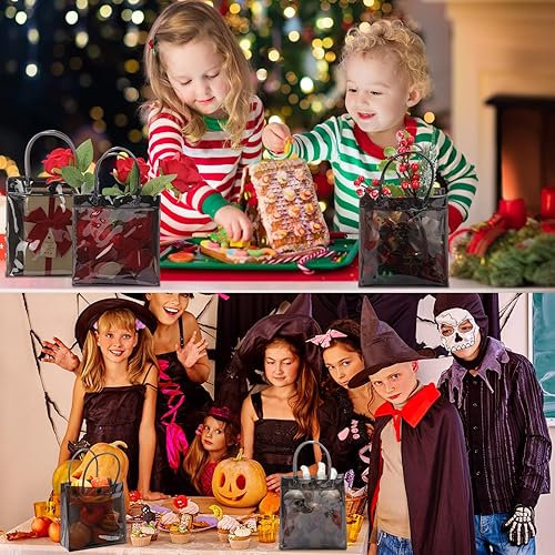 Miniatura 4 de Saintrygo 80 bolsas de regalo pequeñas de PVC, bolsas reutilizables transparentes con asas, mini bolsas de plástico lindas, bolsa de regalo, bolsa