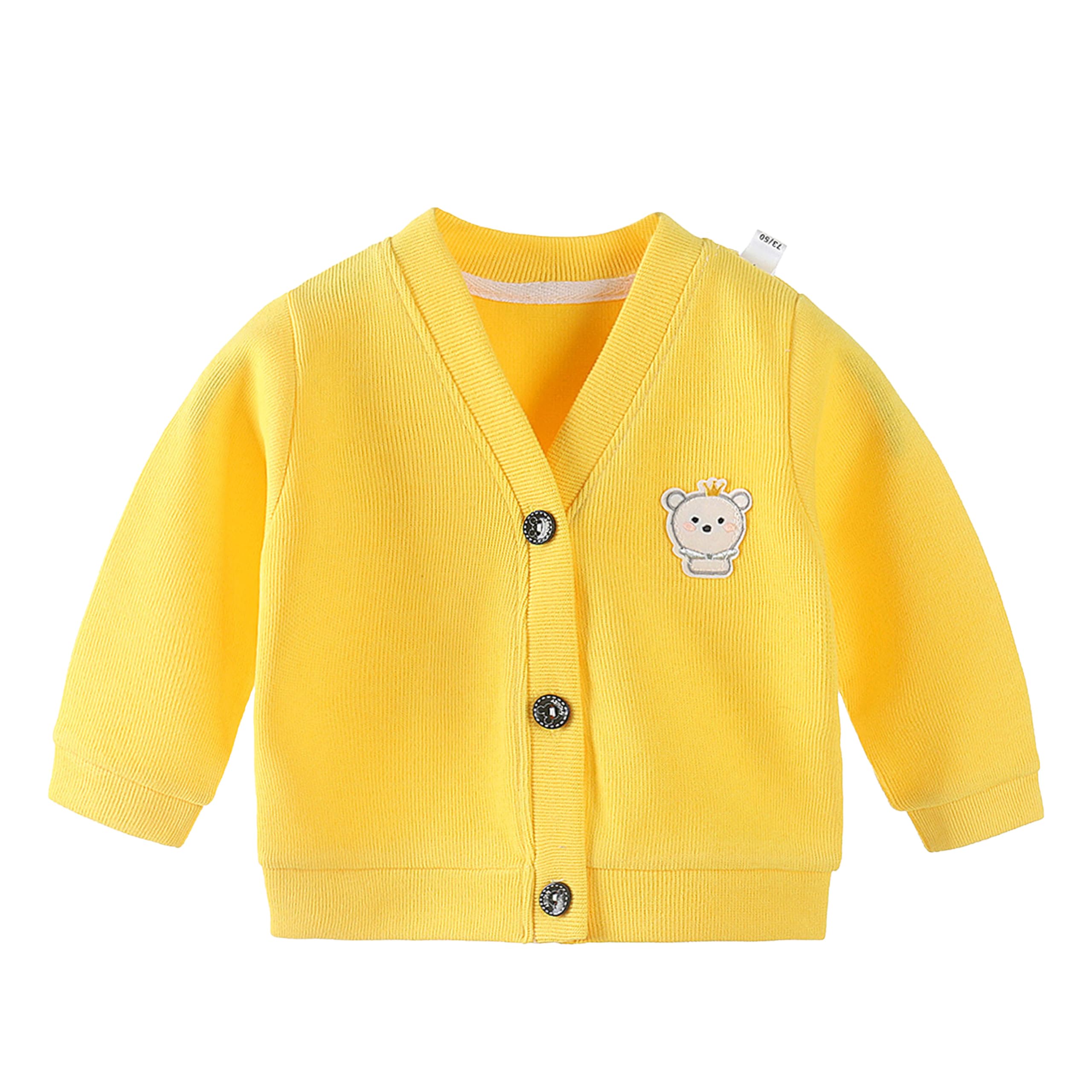BEMBIKA Woollen Knitted Full Sleeve Sweater for Kids Cardigan Winter Wear Front Button V-Neck Shape Sweater for Baby Boys and Girls (Yellow) 6Months-12Months-picture-20