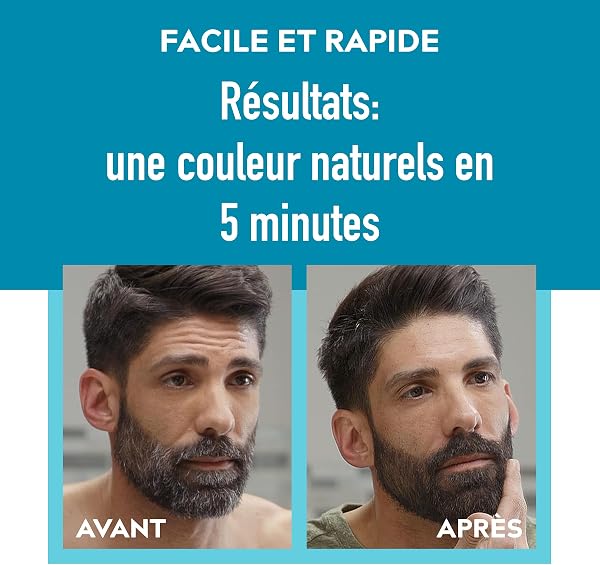 Just For Men Barbe & Moustache, coloration Barbe Homme, Naturel, Sans Ammoniaque, Élimine les Poils Gris, Avec Peigne Applicateur, Couleur Châtain Foncé M45 - 2