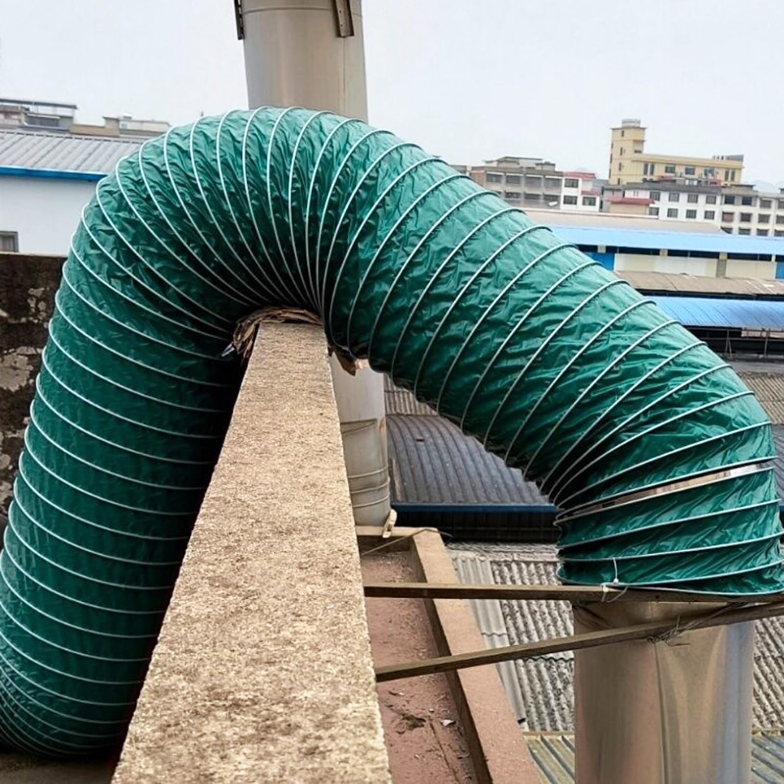Tubo Flexible Manguera De Conducto De Ventilación para Secadora Flexible Aislada, Tubo De Conducto De Ventilación para Cocinas/ático/baño, Verde(L 5m/16.4ft,Dia 150mm(5.9in))