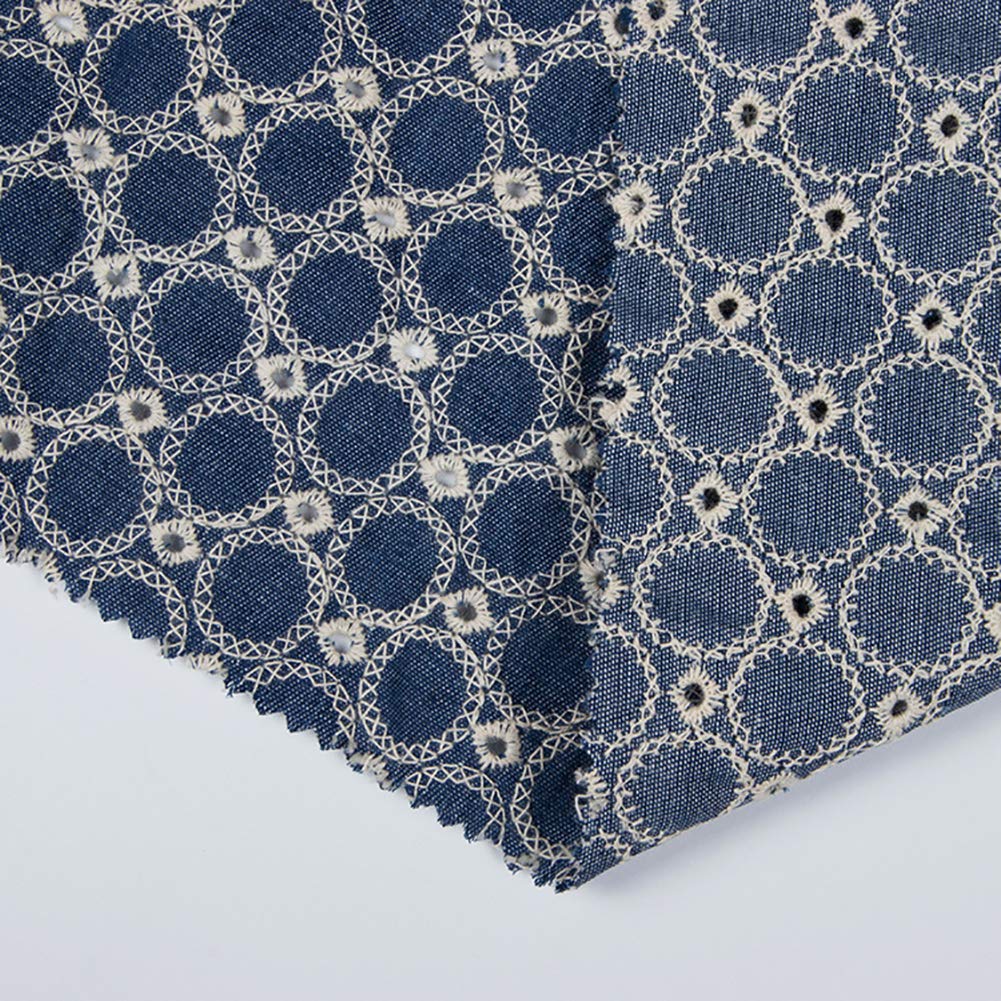 ★★★ 生地サンプル（刺繍生地・無地・デニム系）★★★ original fabric デニム刺繍生地（ライトブルー・ブラックミニ