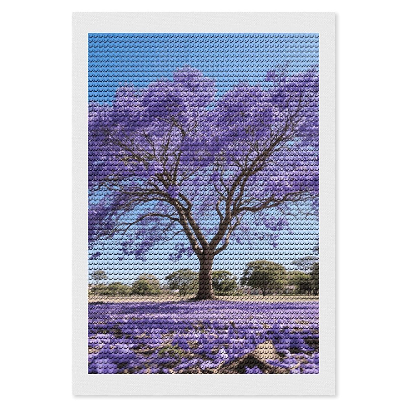 FodPand Jacaranda 5D Diamond Painting Kits for Adults Beginners Full Drill Round Diamond Dots Pictures Gem Art Supplies for Home Wall Room Decoration DIY Craft Set Gift 8x12