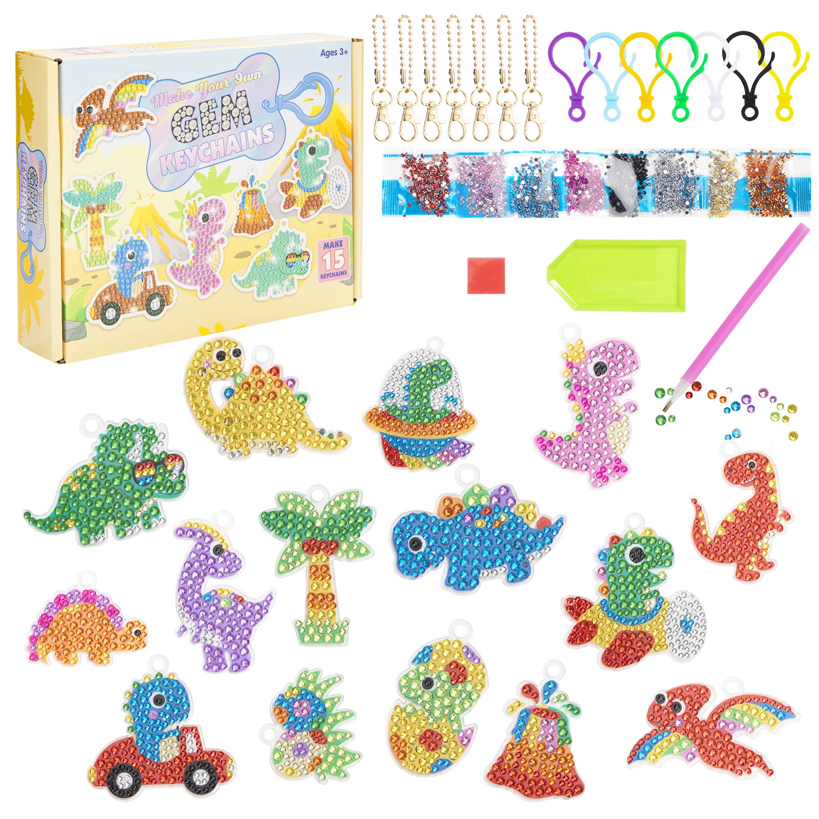 Kit Diamond Painting Dinosaures - Autocollants Avec Pierres Brillantes - Loisir Créatif Enfants 5 Ans
