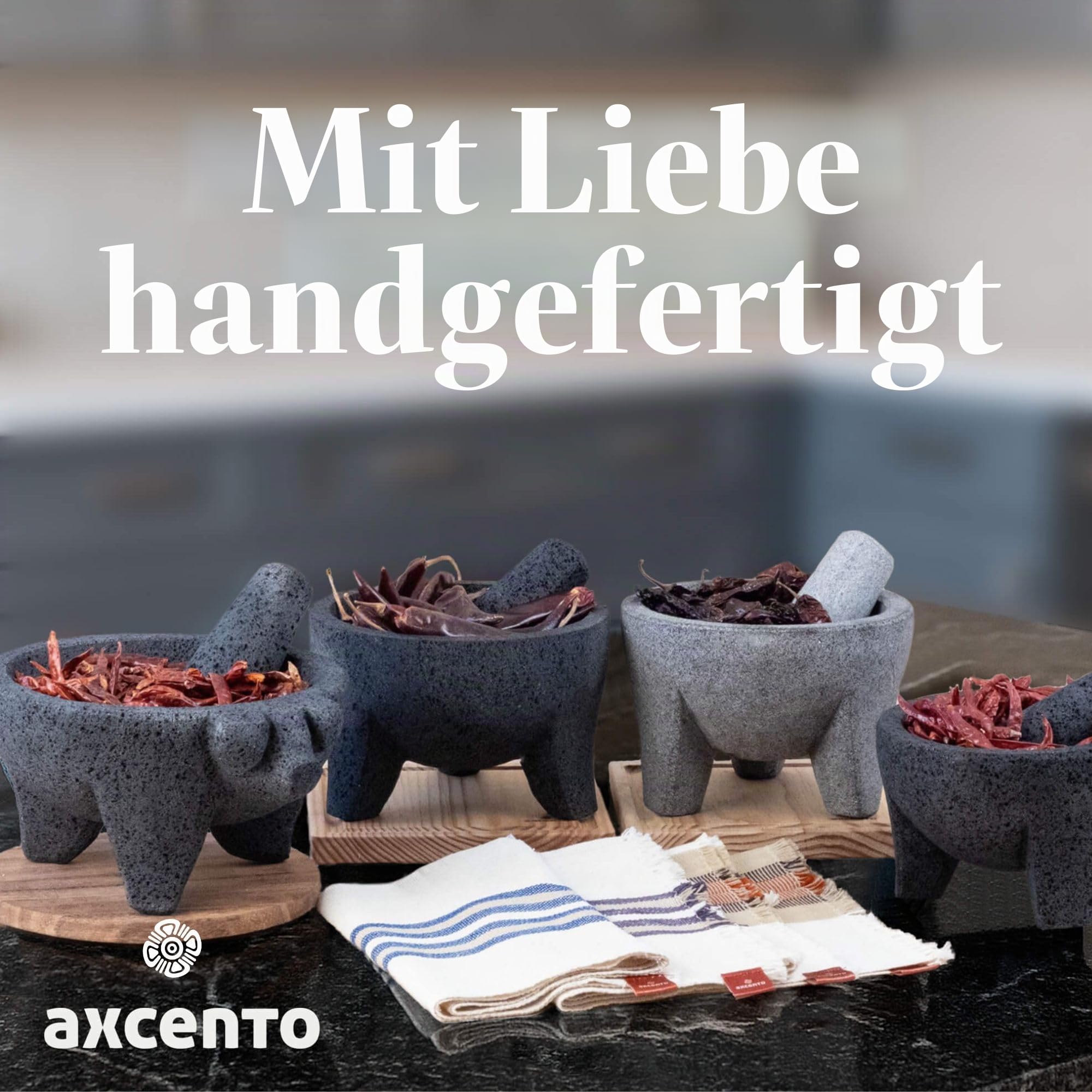 Traditionelles Molcajete Mexicano Vulkangestein Mörser und Stößel Set, handgefertigt aus authentischem Lavastein in Puebla Mexiko, Guacamole, Schüssel, Schneidebrett inklusive Molcajete Bowl de Piedra