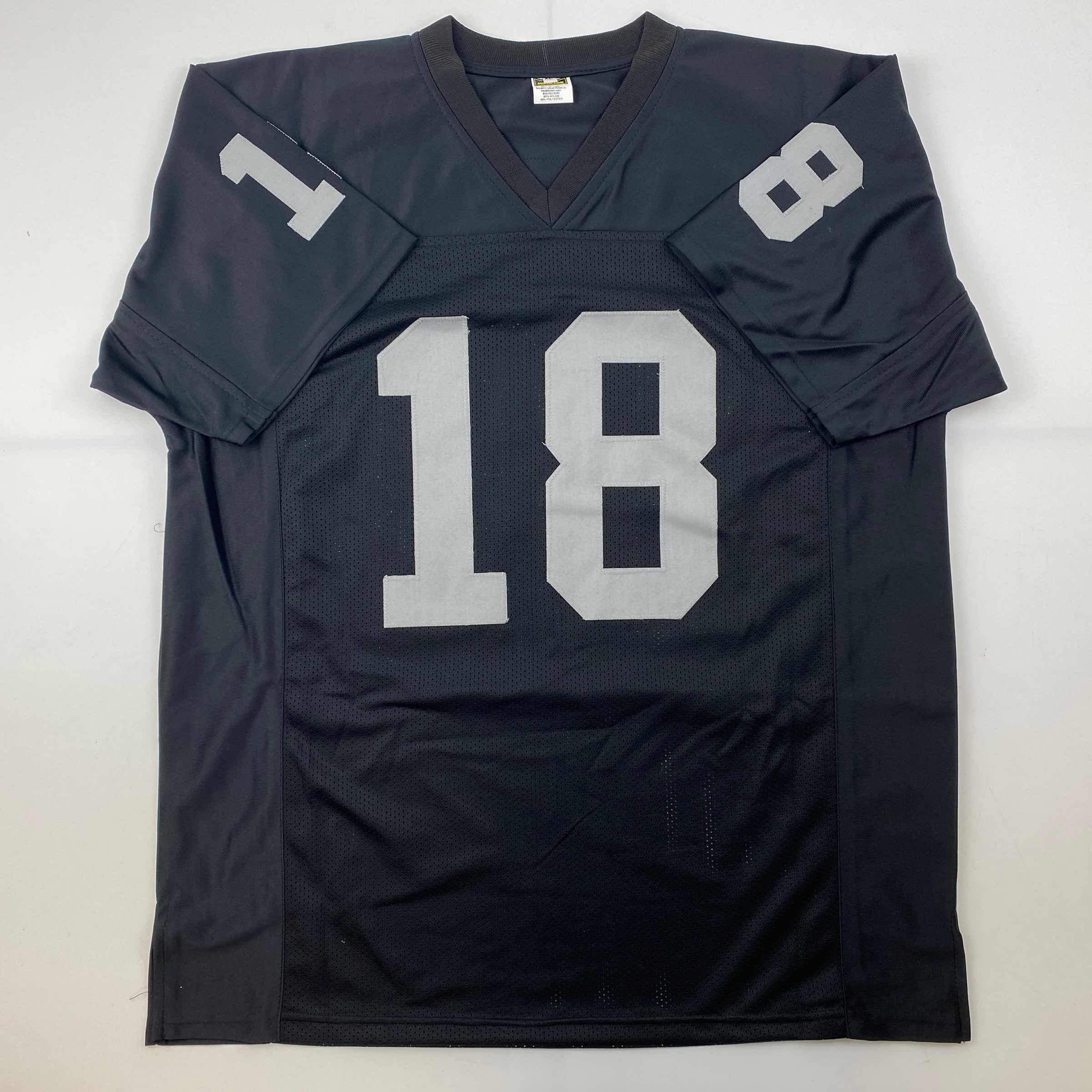 Facsimile Autographed Randy Moss Oakland Las Vegas Black Reprint