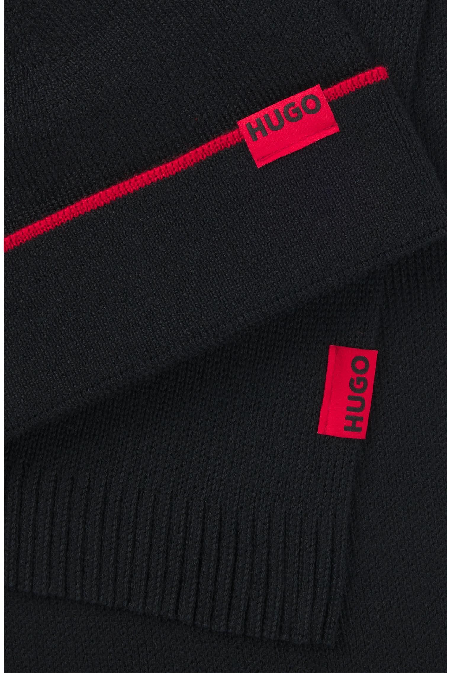 HUGO Herren Zaschel Set Set aus Mütze und Schal mit Logo-Label