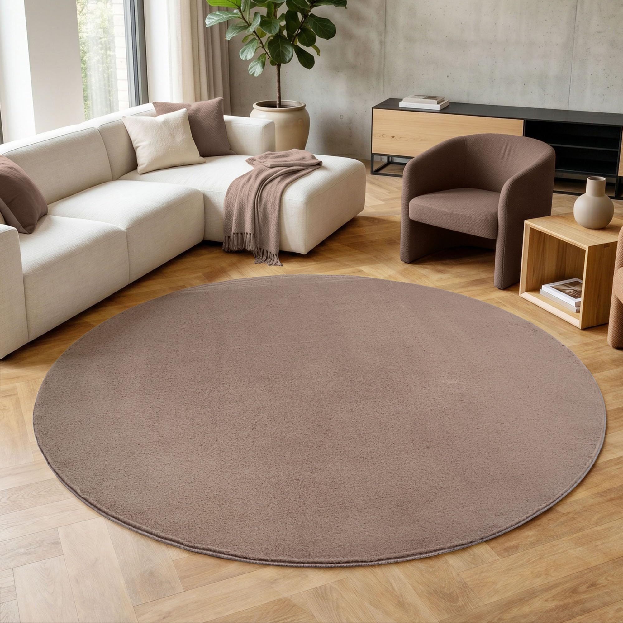 HomebyHome Teppich Kurzflor Rechteckig, Rund & Läufer, waschbarer Rutschfester Teppich, weich, modernes einfarbiges Design für Wohnzimmer, Schlafzimmer, Küche & Kinderzimmer.