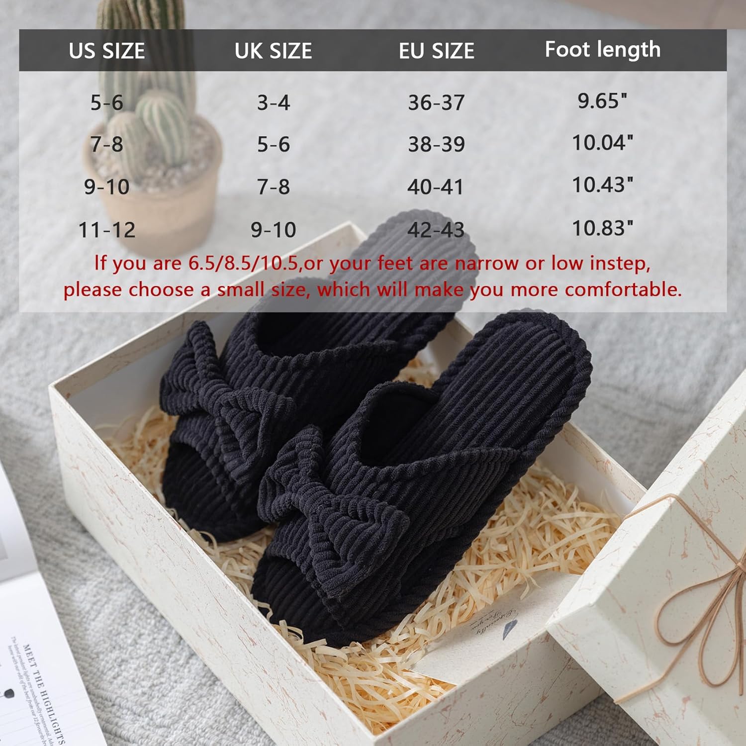 Cute Slippers for Women Indoor and Outdoor Cozy Soft Bow Open Toe Womens Slippers with Memory Foam Anti-Skid Sole Slides Spa Birthday Gifts for Women Mom Her Ladies Bridesmaid - Image 6