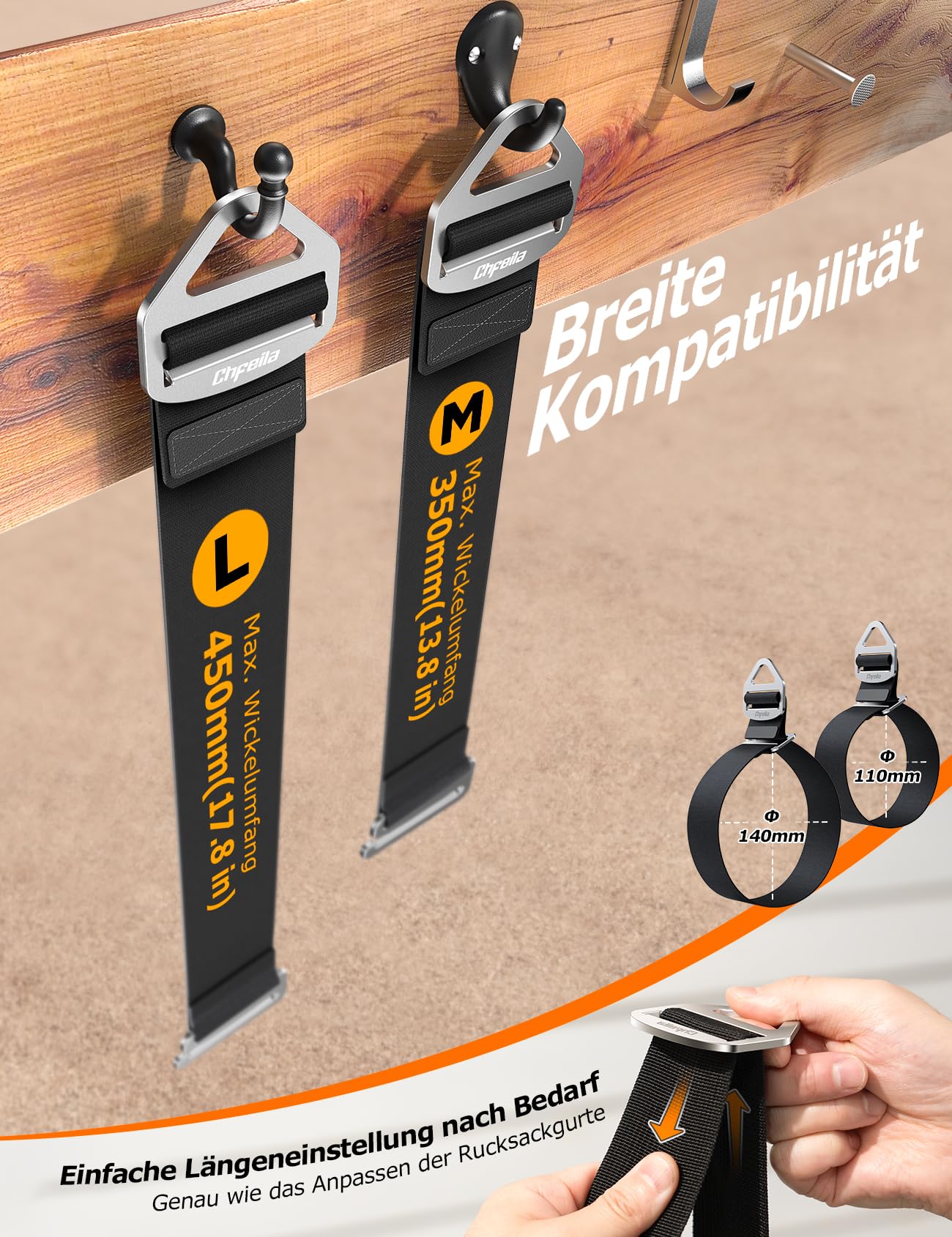 4er-Pack [Einhandbedienung/Schwerkraftspannung] Verlängerungskabel-Organizer, Verstellbarer Schlauch, Seil, Kabel Organisation und Aufbewahrung für Garage, Werkstatt, Wohnmobil, Geschenkset für Männer