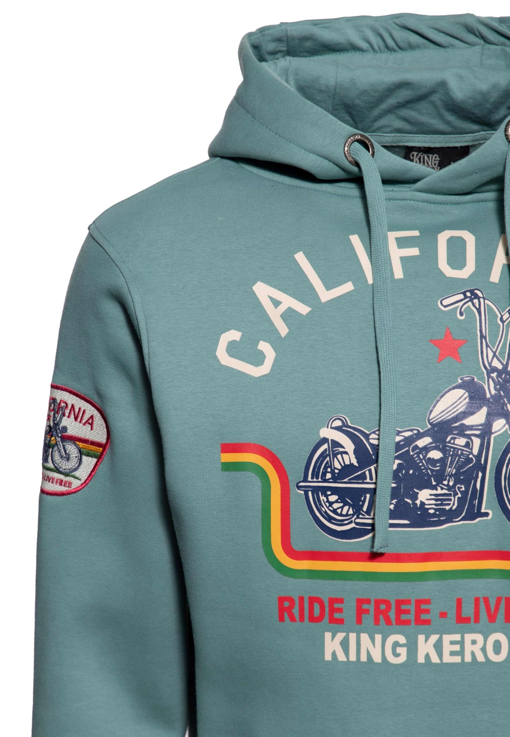 King Kerosin Sudadera con capucha para hombre | Con capucha | forrada | Sudadera con capucha | Sudadera con capucha | Bolsillo canguro | Manga larga | Biker | Motocicleta | Vintage | Retro |