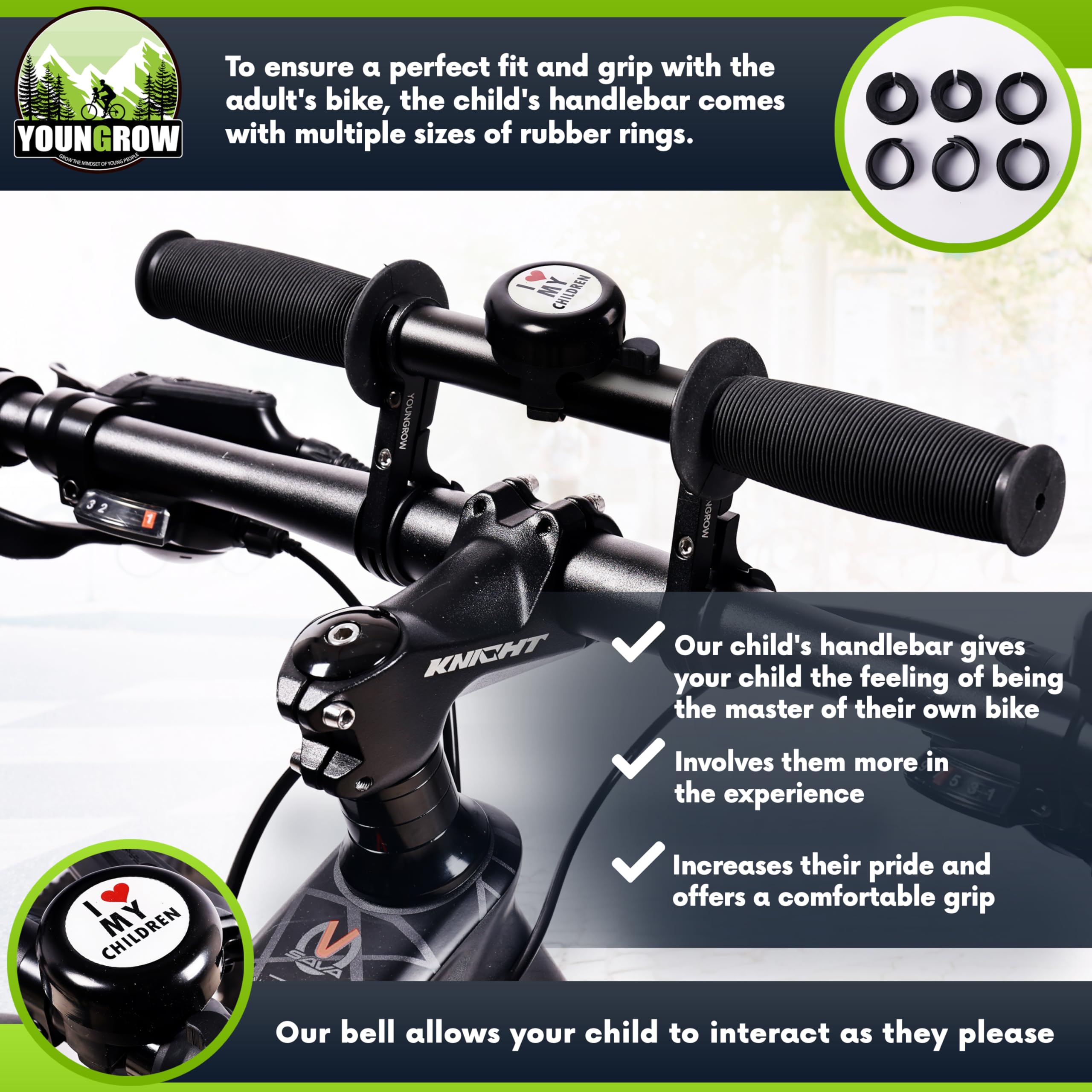 Toddler Bike Seat Kids Bike Seat & Handlebar Combo | Suits MTB Or Rd Bicycle (Children Bike Seat For Toddler