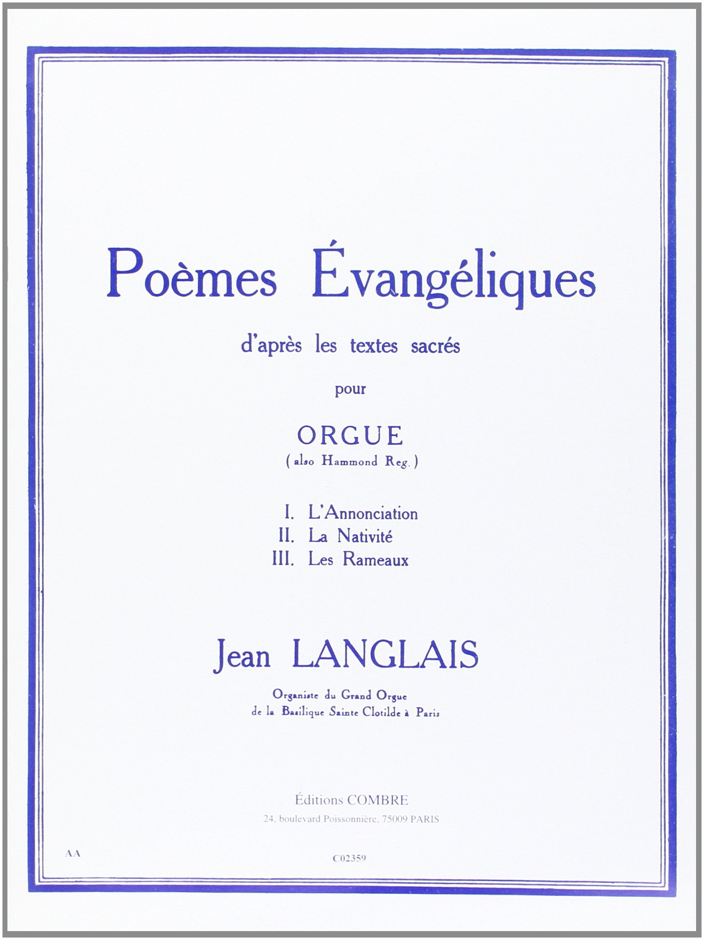 3 Poemes evangeliques (organ)