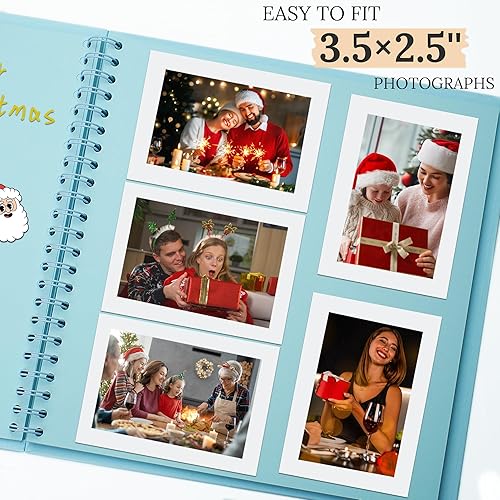 Vista 174 de Álbum de recortes de 8 x 8 pulgadas, álbum de recortes de papel kraft de tapa dura, álbumes de fotos, 40 páginas, perfecto para fotos de 4 x 6 / 5 x