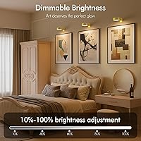 Vista 3 de 3-Pack Picture Lights for Wall, Rechargeable Battery Operated Led Painting Light with Remote Dimmable ＆ Timer, 3 Lighting Modes Magnetic Art Display
