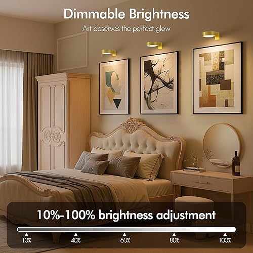 Miniatura 3 de Paquete de 3 luces de imagen para pared, luz LED recargable de pintura con control remoto regulable y temporizador, 3 modos de iluminación