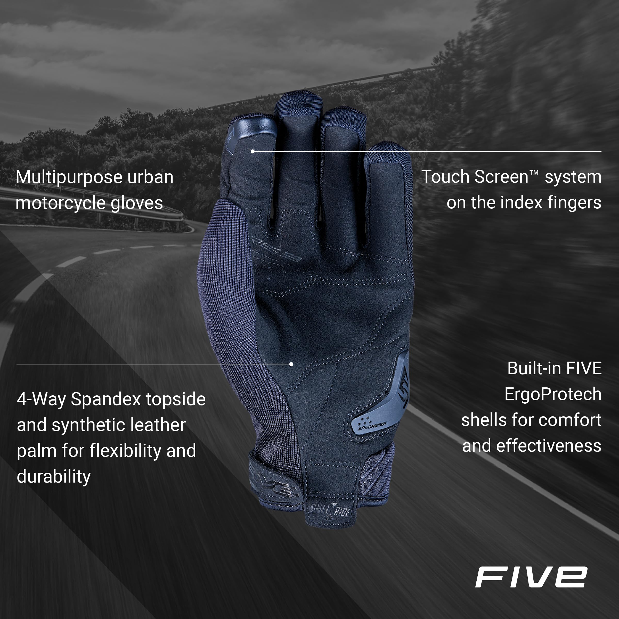 FIVE GLOVES RS3 Evo damskie rękawiczki motocyklowe dla kobiet, rękawiczki do jazdy na motocyklu, skuterze i innych, kwiat borealny/czarny, XS-XL