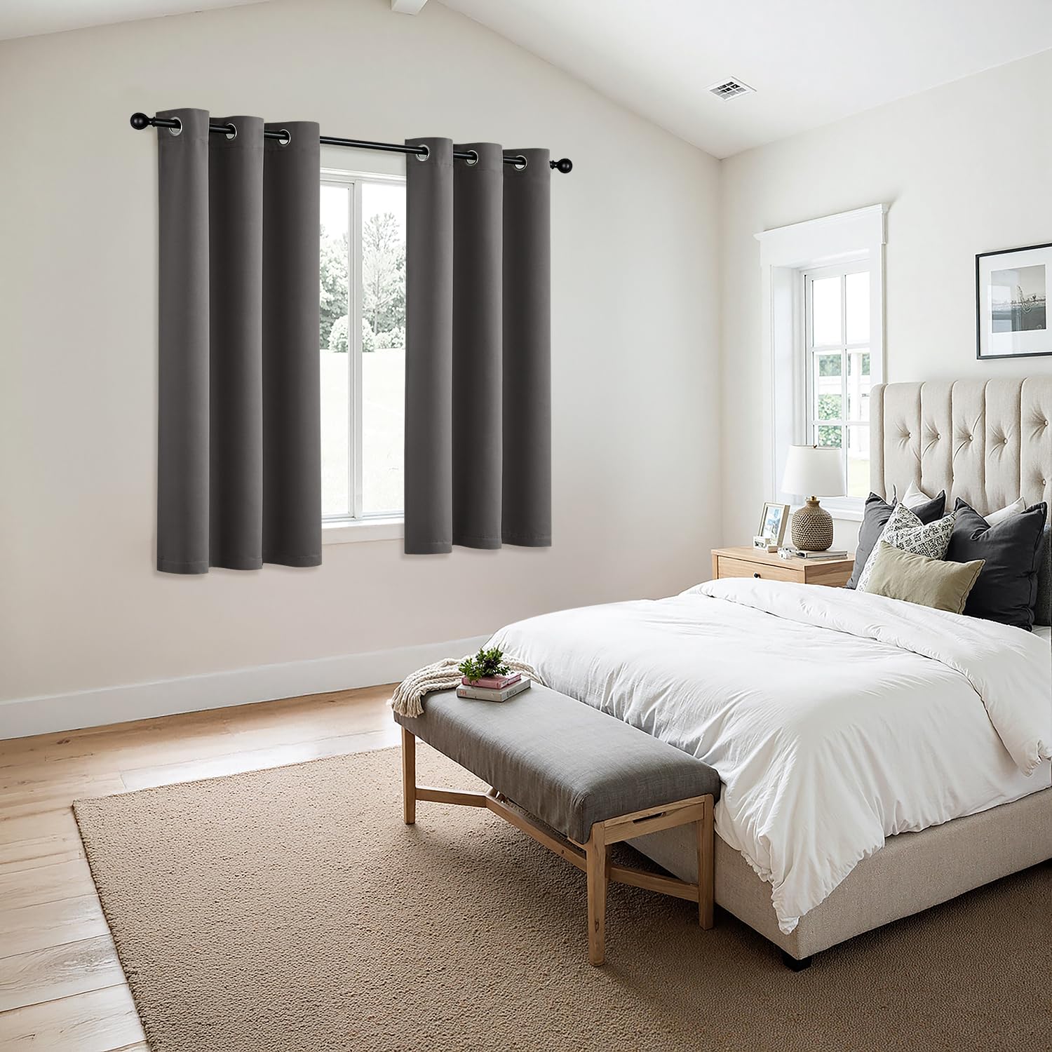 MIULEE Baby Pink Blackout Curtains for Girls Bedroom Living Room 63 Inches Long 2 Panels, Nursery Thermal Insulated Room Darkening Drapes Solid Grommet Top Noise Reducing Window Curtains 40x63 Inch: 40"W x 63"L (Pack of 2) Grey