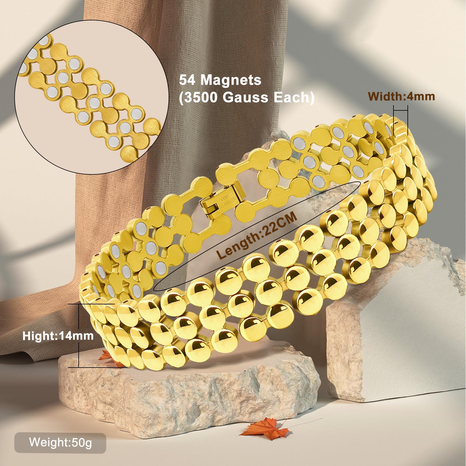 JEROOT Pulsera magnética de titanio para hombre, incluye herramienta de extracción