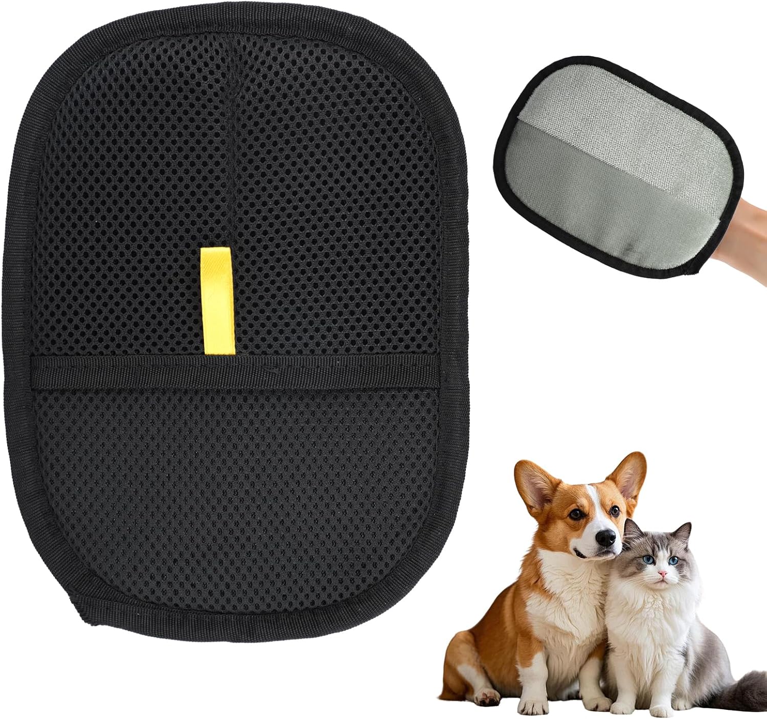Pet Double Sided Grooming Gloves,Static Removal Gloves for Pet Hair,Multi-Function,for Washing,Hair Removal,Beauty,Sofa,Bed Sheets,Clothes,Suitable for Cats and Dogs
