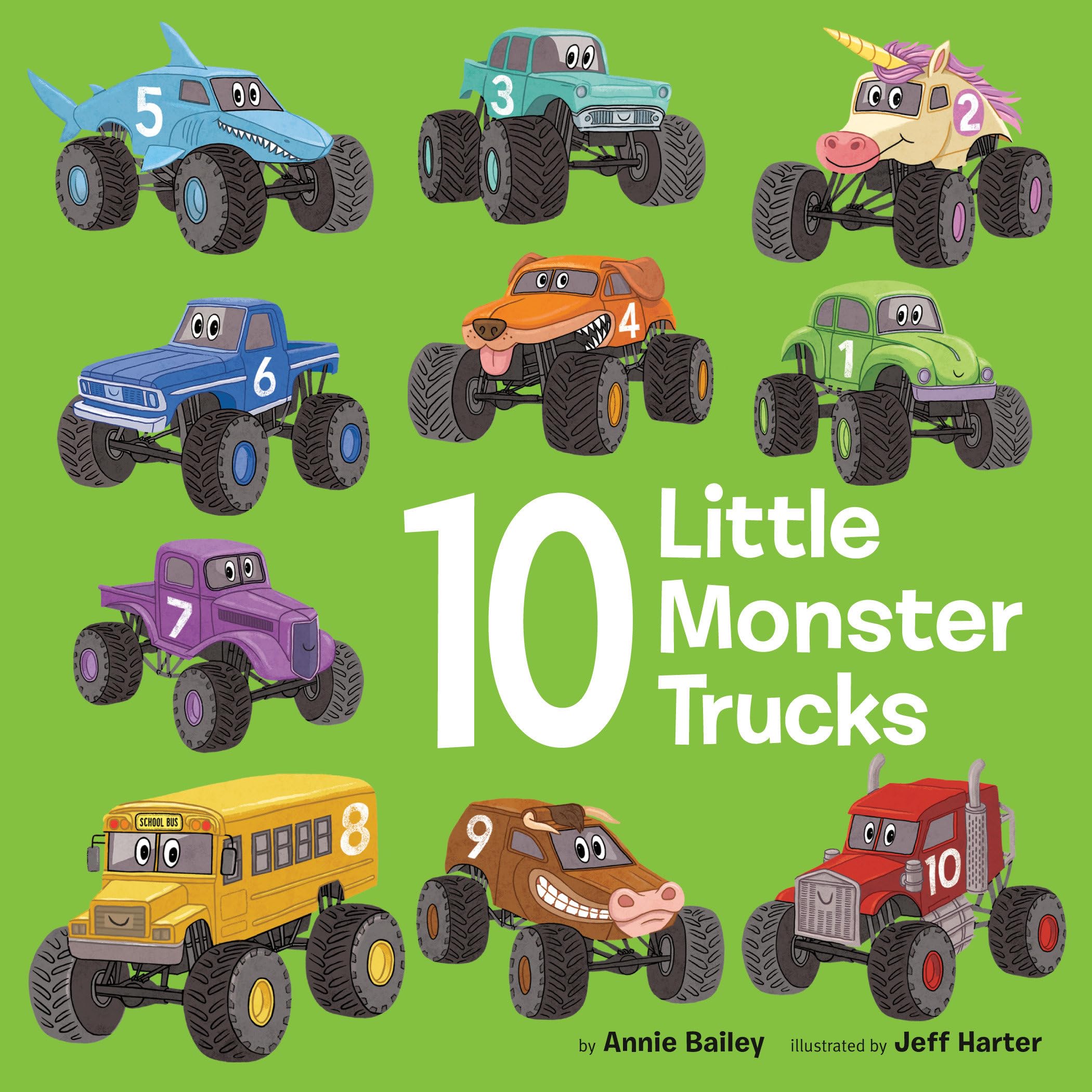 10 Little Monster Trucks by Annie Bailey (Board book)
