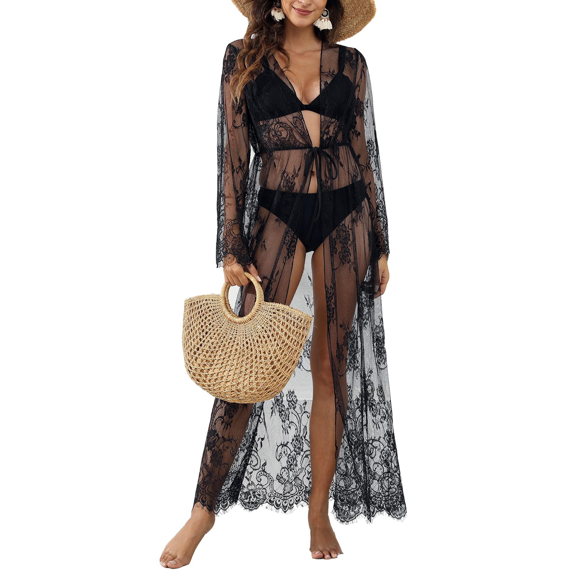 MIXIDON Kimono Mujer Largo Bata Kimono Mujer Caftan Mujer Playa Kaftan Playa Cardigan Mujer Verano Largo Bikini Cover Up Pareo Playa Grande Pareo Playa Mujer Vestido Playero Mujer Verano Elegantes