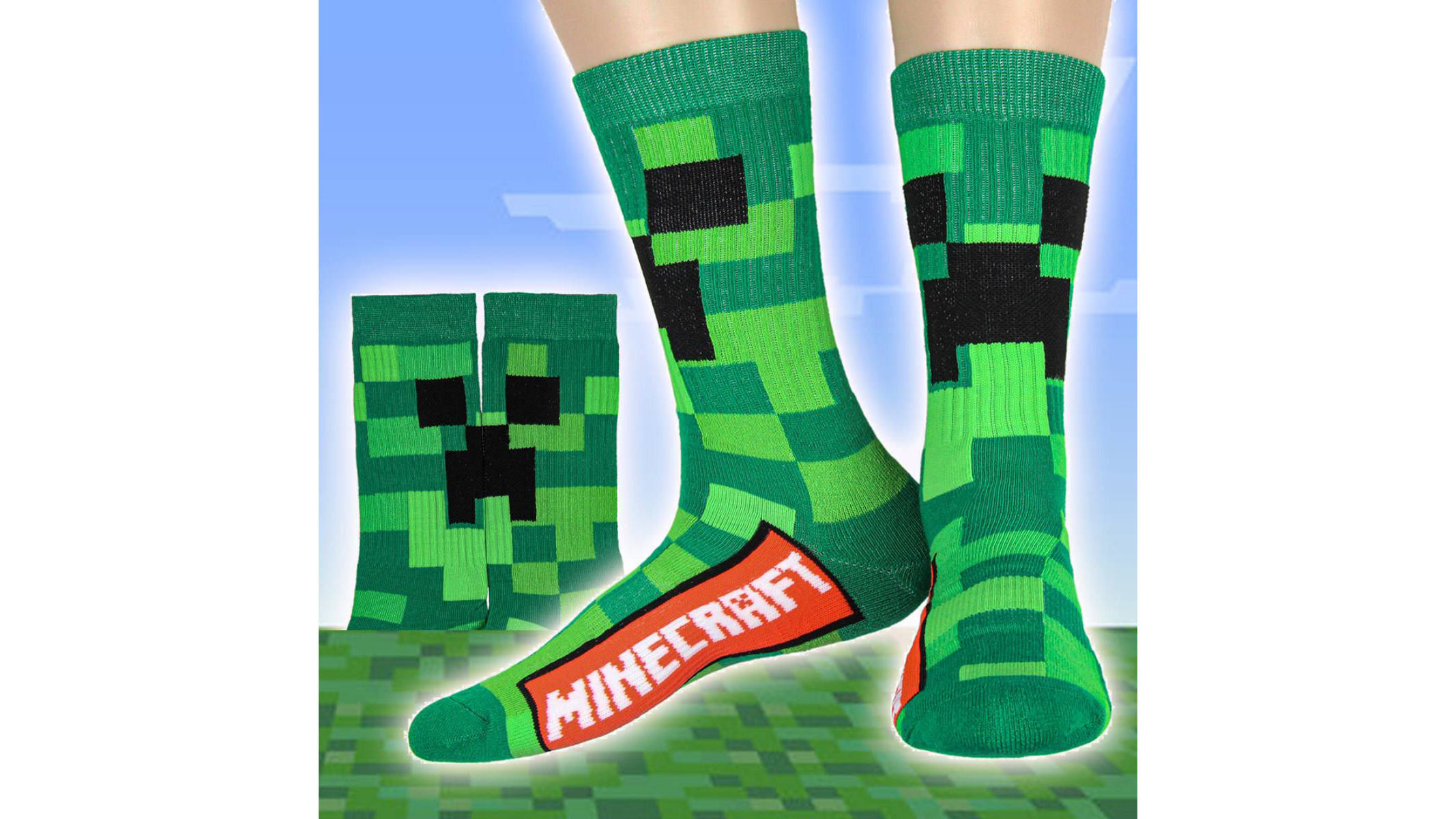 Bioworld Minecraft - Confezione Da 5 Paia Di Calzini Uomo - Personaggi E Icone Del Gioco (Steve, Creeper, TNT) - Taglia Unica 40-46 - 4