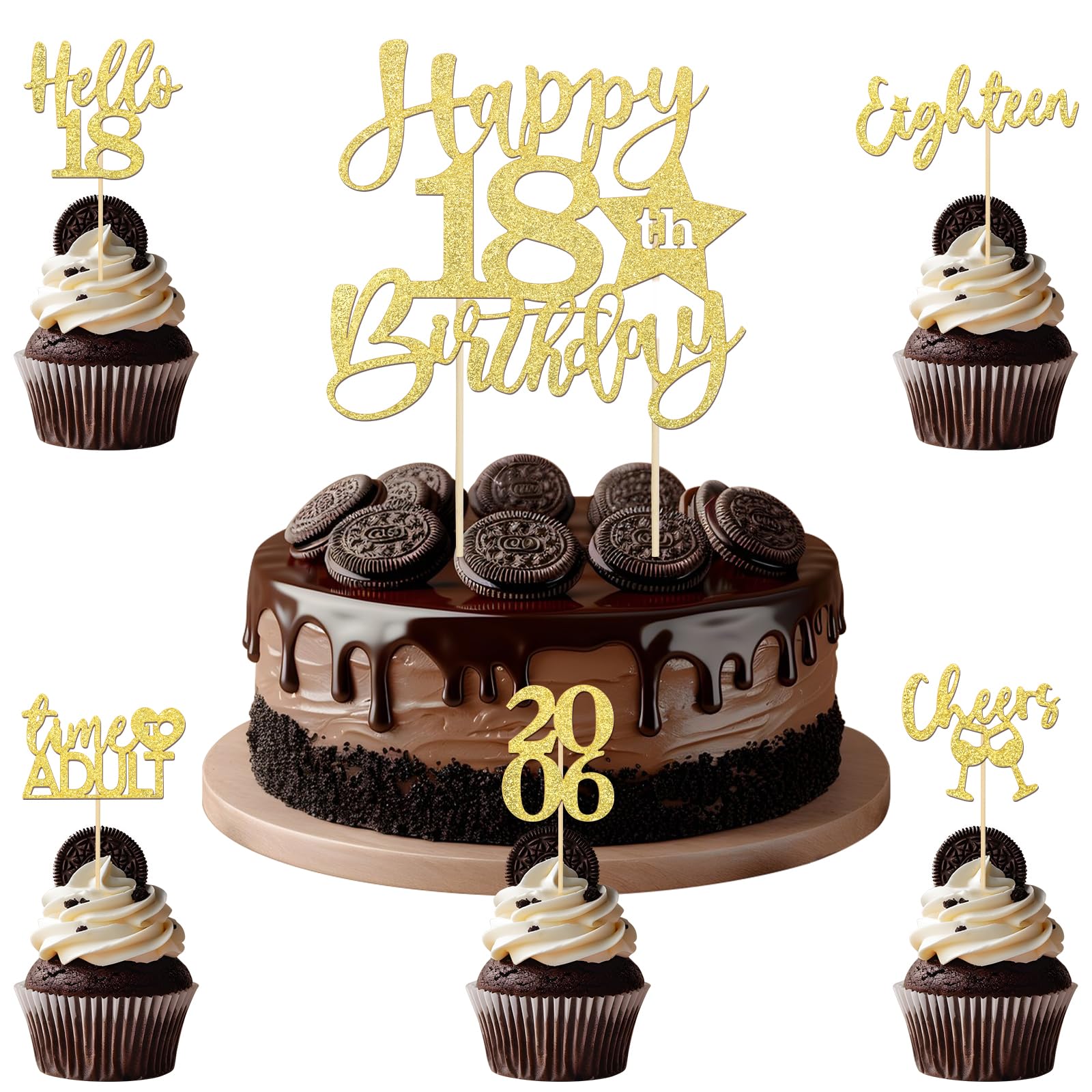 4 Piece Set Aazon.co: Happy 18th Birthday Cake Topper - 18th Birthday ...