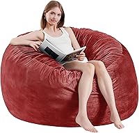 Vista 8 de Silla de Puf de 3 Pies - Sillas de Puf para Adultos, Sofá de Muebles de Sala de Estar con Funda de Microfibra Suave, Sillón Esponjoso Redondo