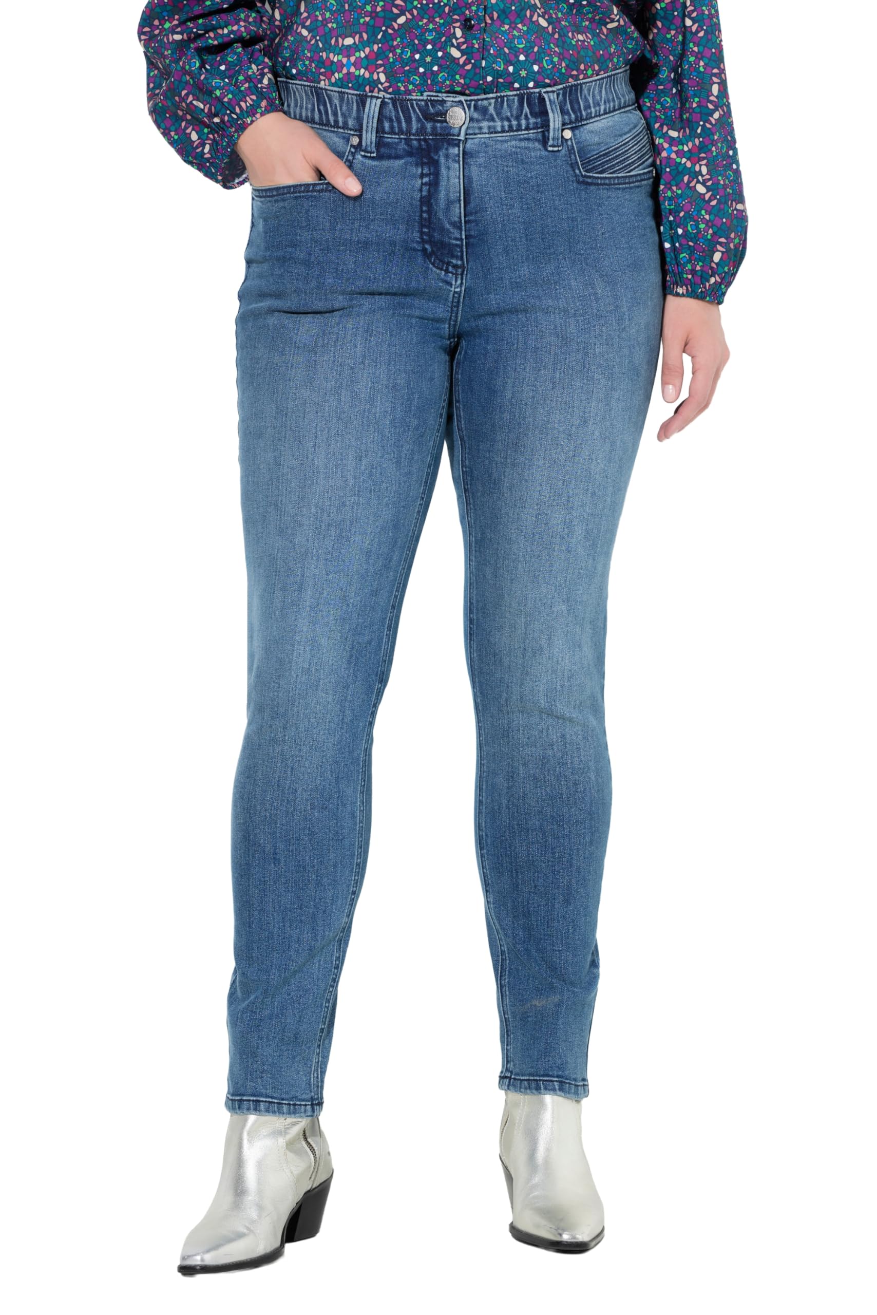 Ulla Popken Damen große Größen Übergrößen Plus Size Jeans Sarah, Ziernähte, schmales Bein, Stretch 830664
