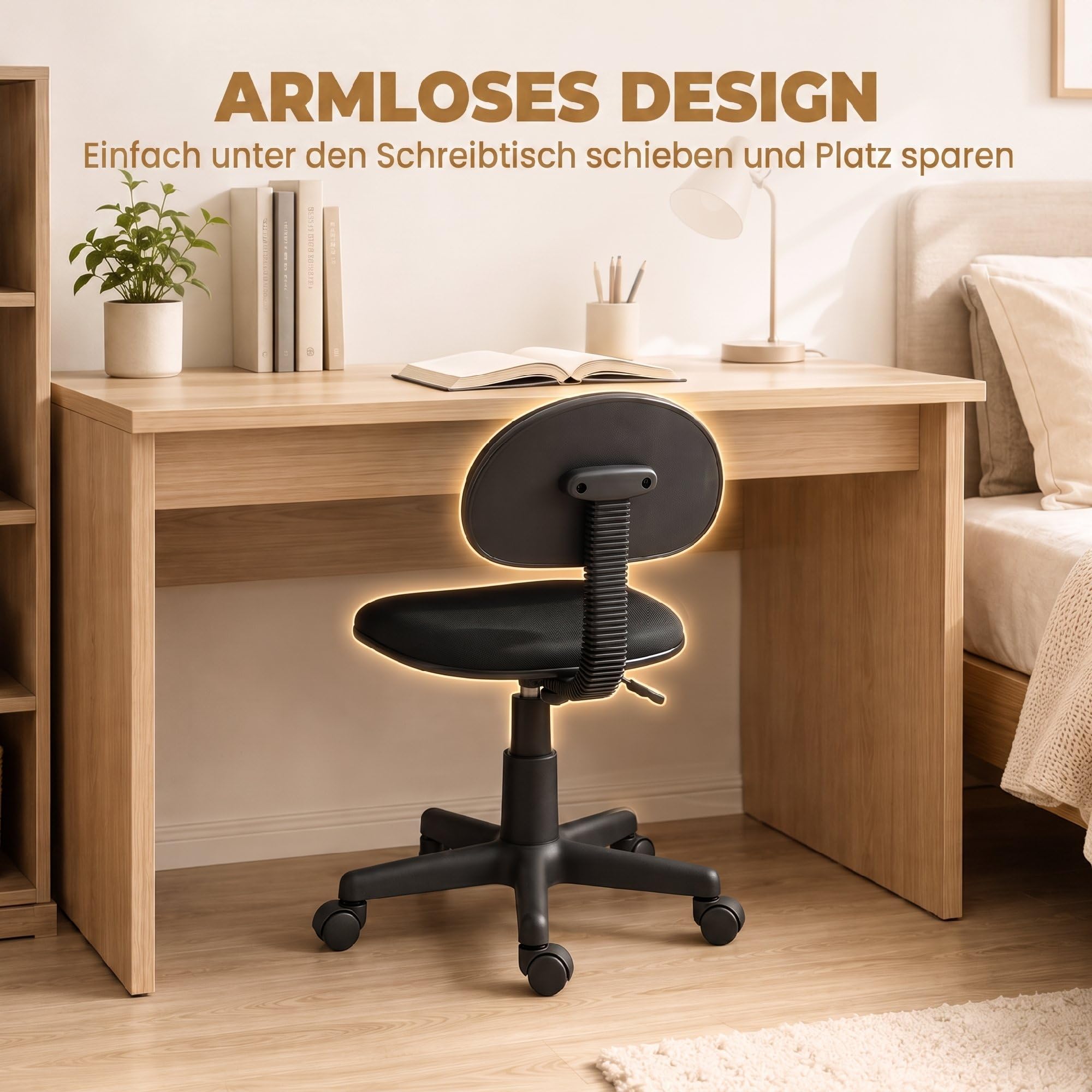 HOMCOM Bürostuhl ohne Armlehnen Höhenverstellbar 43 x 48 x 75-87 cm
