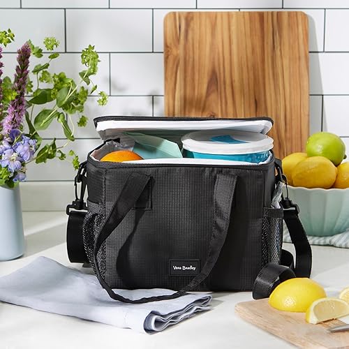 Miniatura 4 de Vera Bradley Refrigerador de almuerzo reciclado Ripstop para mujer, Negro -