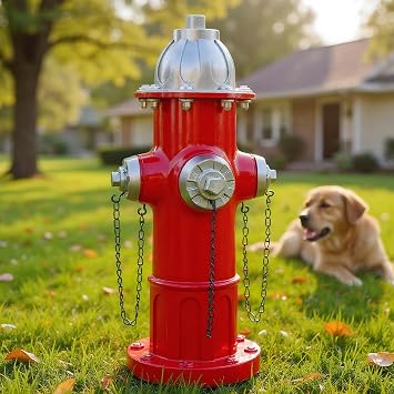 Realistic Resin Fire Hydrant Statue for Potty Training Dogs - Dog Fire Hydrant Pee Post, Weather-Resistant Garden Decor,Outdoor Garden & Lawn Ornament Suitable for Any Size Dogs;21In;Silver