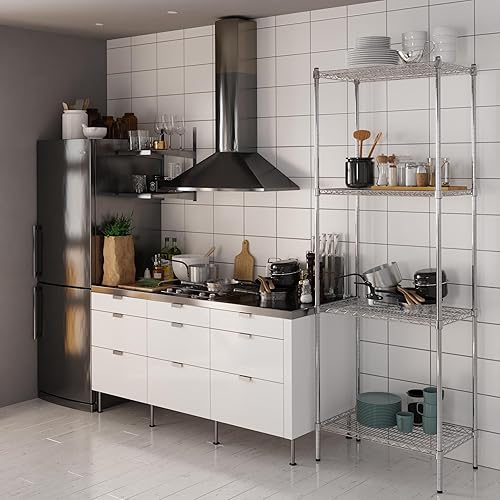 Kit de estantería de alambre cromado de 4 niveles de 18 pulgadas de profundidad x 30 pulgadas de ancho x 86 pulgadas de alto Unidad de estante de