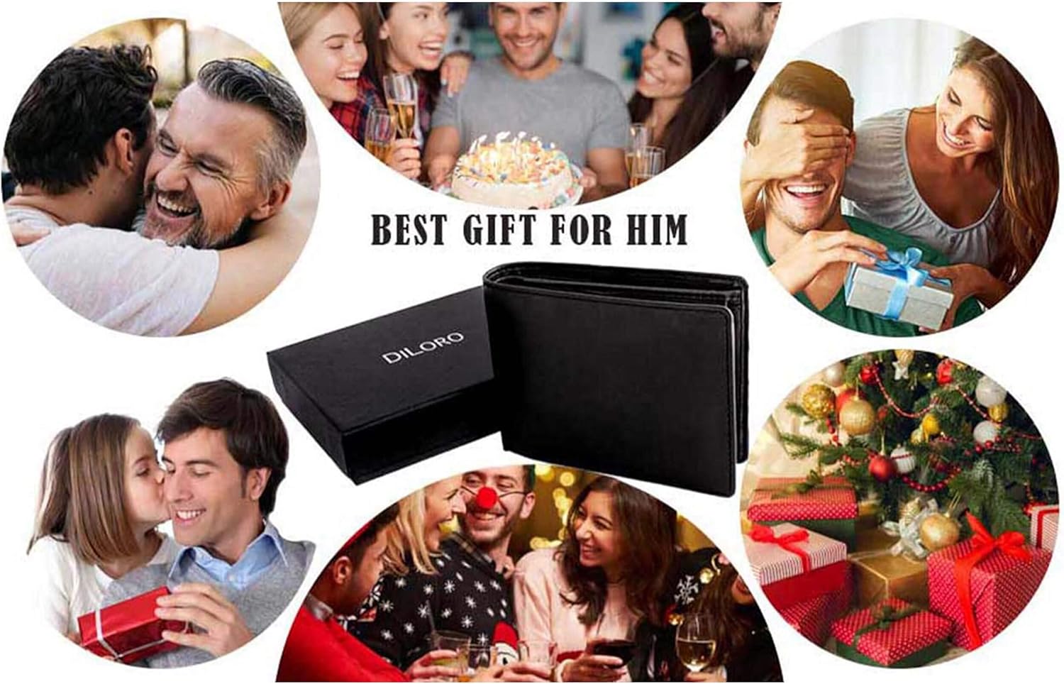 DiLoro RFID Slim Leather Travel Wallet for Men Bifold Top Flip 2 ID Windows (Gemini Brown) - Image 8