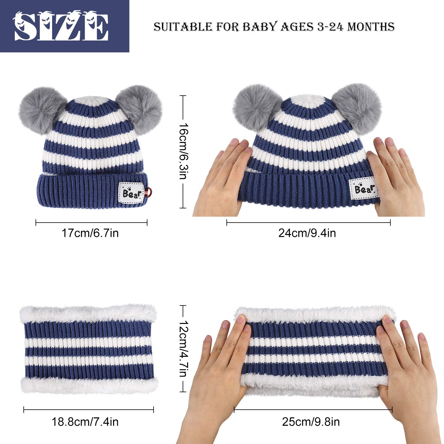 Bonnet Bébé DRESHOW - Lot De 4 - Tricoté Doux - Réglable - Pour Nouveau-né à 6 Ans - Multicolor