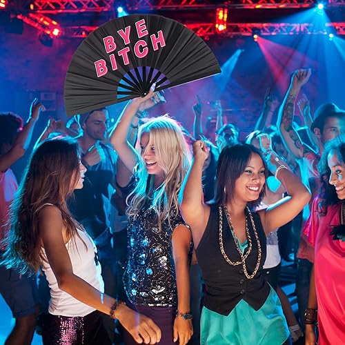 Miniatura 5 de Ventilador de mano plegable grande para hombres y mujeres, ventilador de estallido rave para baile de línea, ventilador de mano chino de Kung Fu Tai