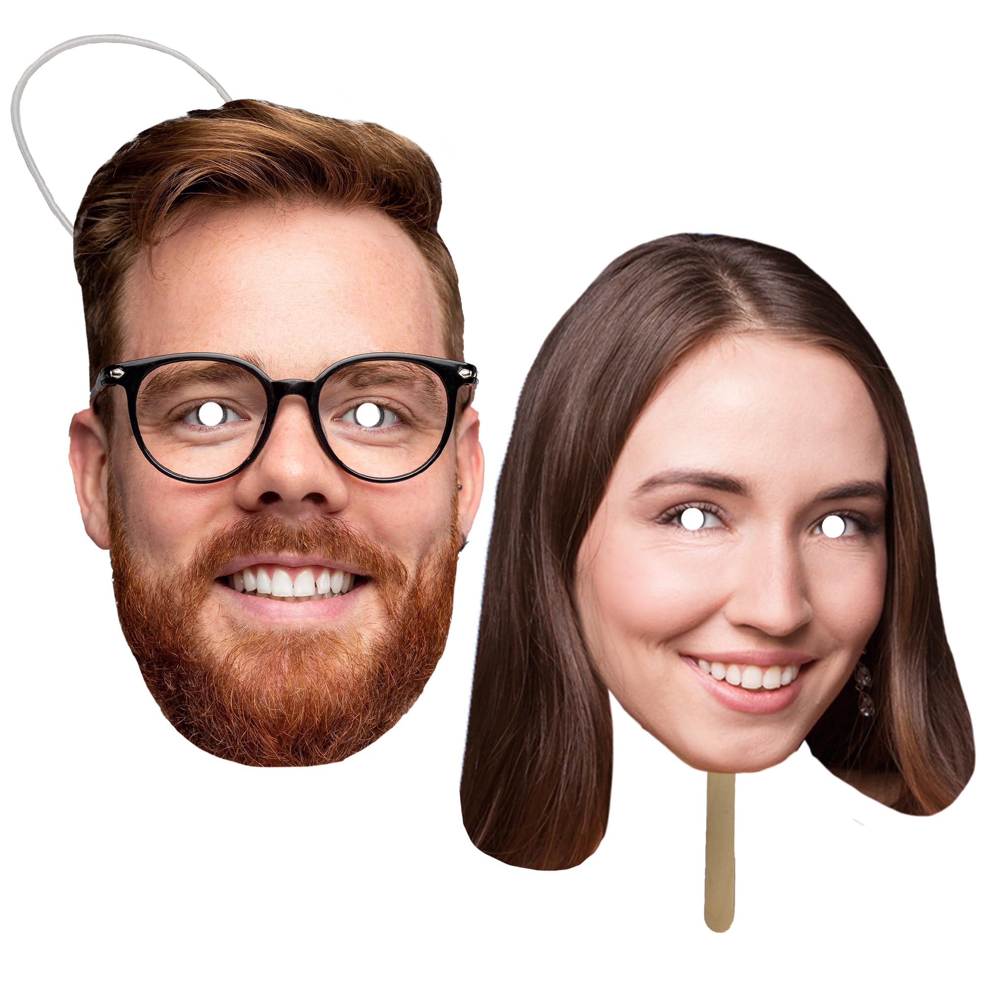 Beanprint Personalised Face Masks with Elastic – Custom Photo Cutout Mask for Hen Parties, Stag Dos, Birthdays & Events – Fun Party Accessory & Hen Party Decoration (12 Masks)