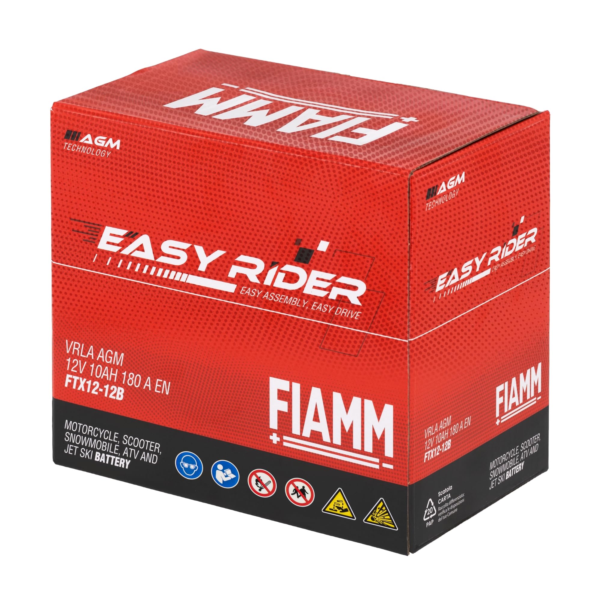 Fiamm FTX12-12B Batteria Moto Scooter AGM 10AH 180A