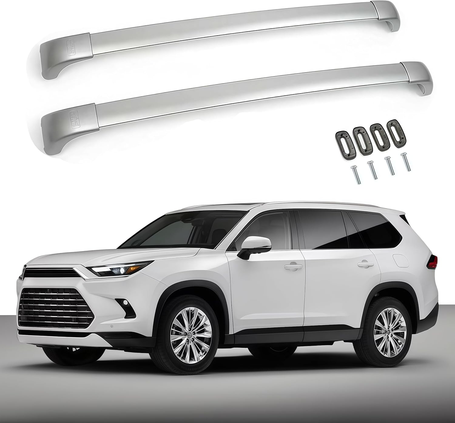 Roof Rack Cross Bars Fit for Toyota Grand Highlander 2024 2025 2026 Anti Theft Aluminum Crossbars Cargo Luggage Carrier 2PCS Silver