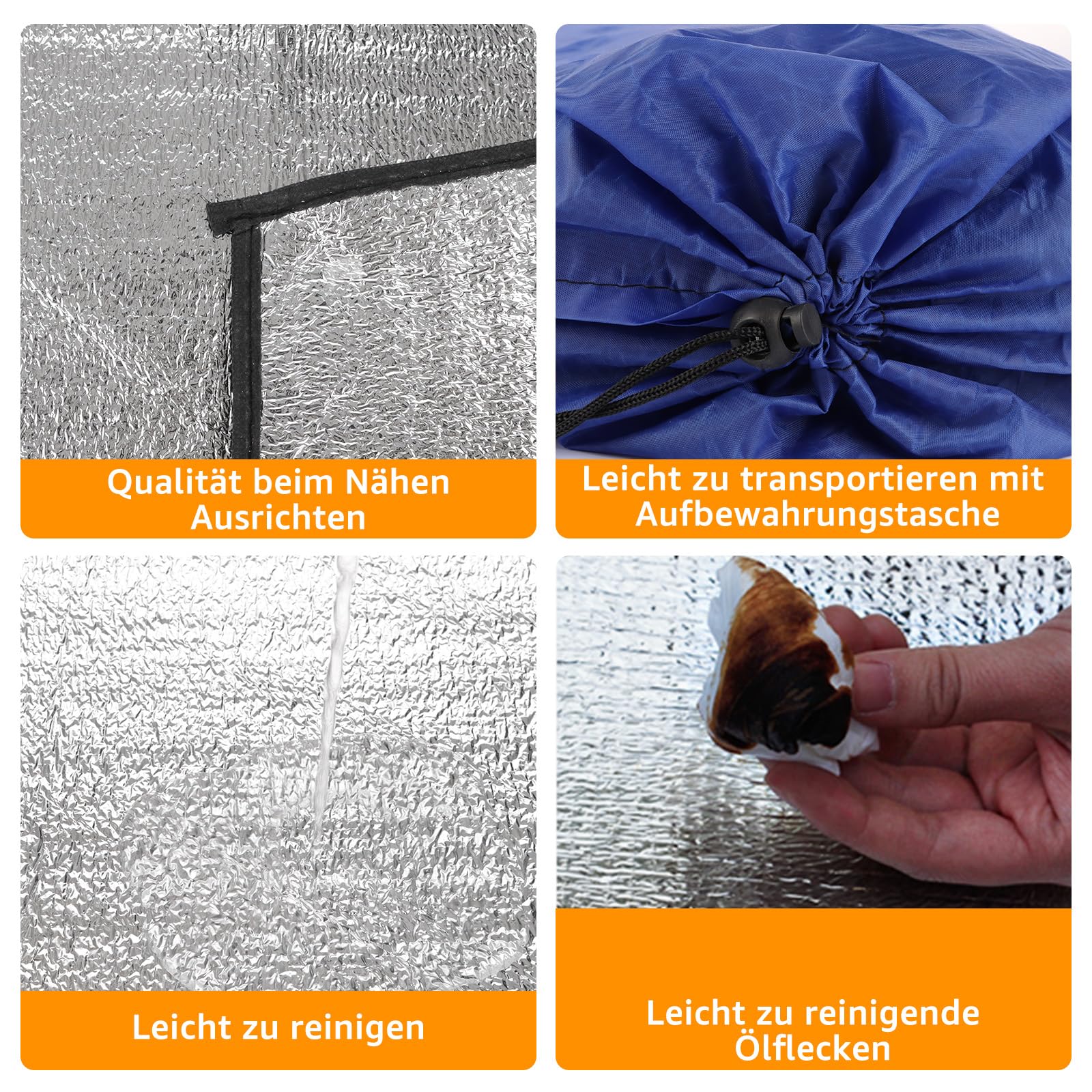 Jiavlyx Tapis De Sol Isolant Aluminium 200x200cm - Tapis Camping Étanche Thermique Avec Sac De Rangement
