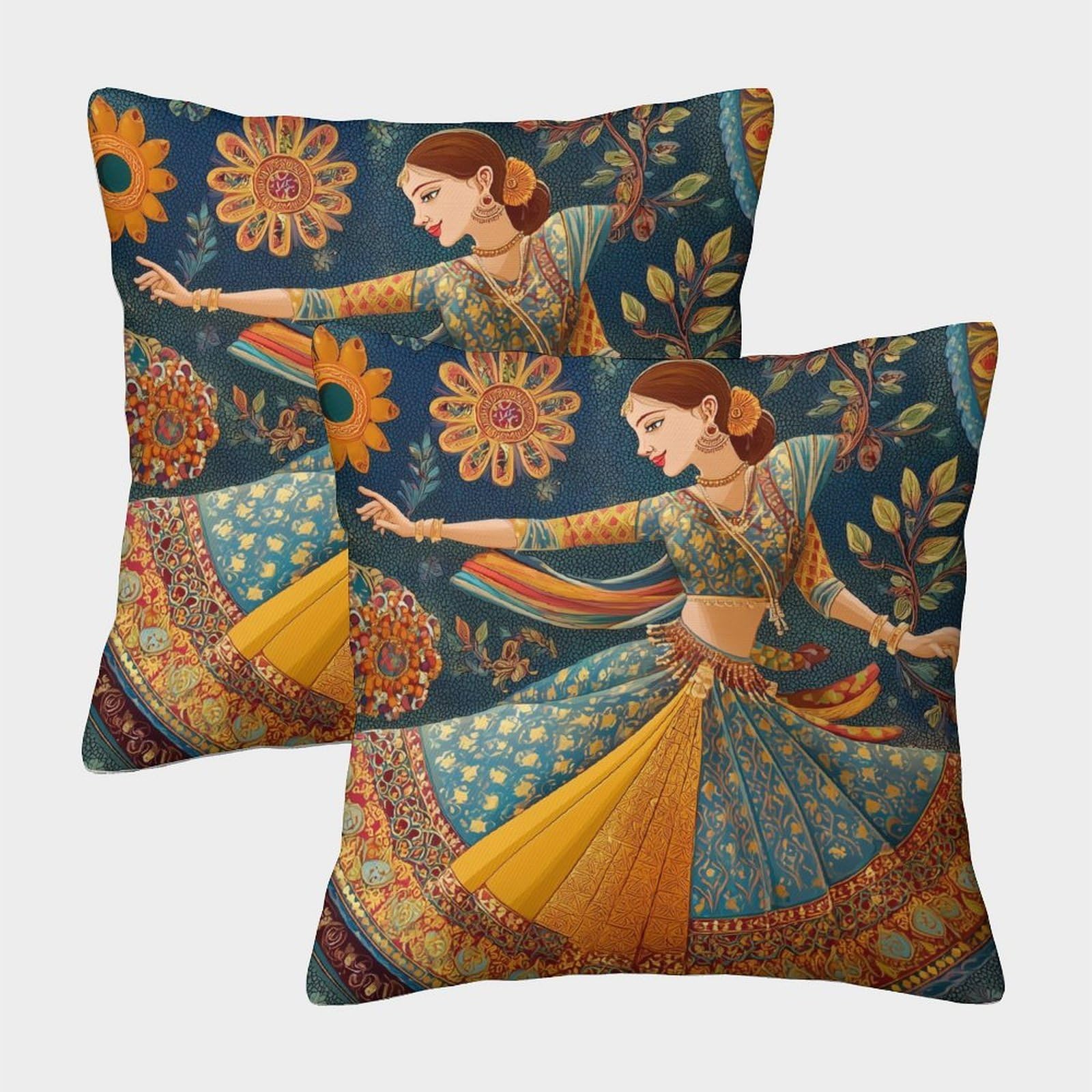 kaiyun 2 Pack Throw Pillowcase 40x40cmA Female Dancer, 18th-century Style Pattern Cushion Cover Home Decoration