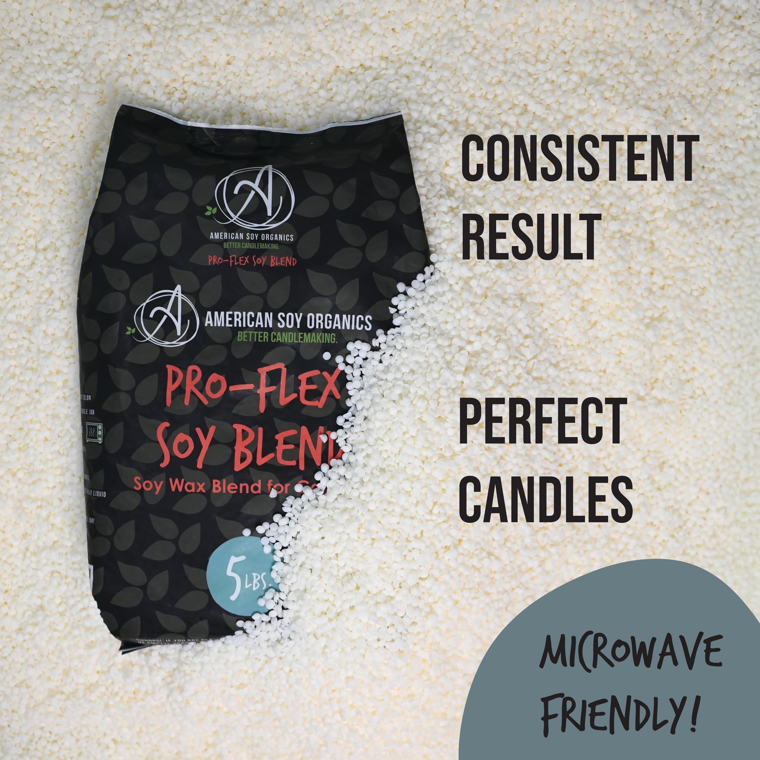 American Soy Organics Pro-Flex koraliki z wosku sojowego do produkcji świec – mieszanka wosku sojowego do kuchenki mikrofalowej – materiały do produkcji świec sojowych premium (pudełko 4,5 kg)